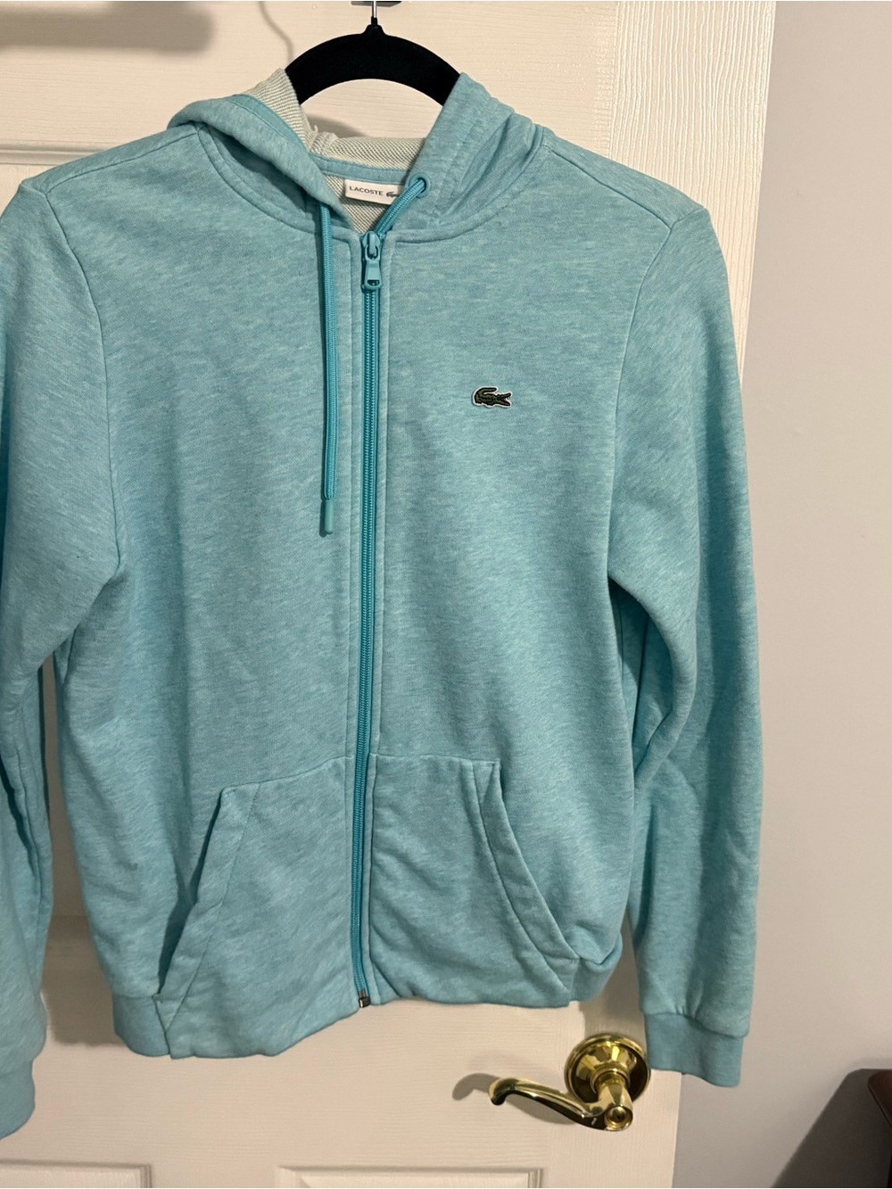 Lacoste Light Aqua Zip-Up Hoodie Sweatshirt